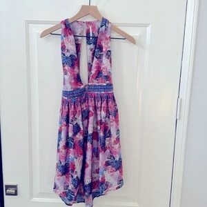 Free People Pink and Blue Sundress Halter Sleeveless